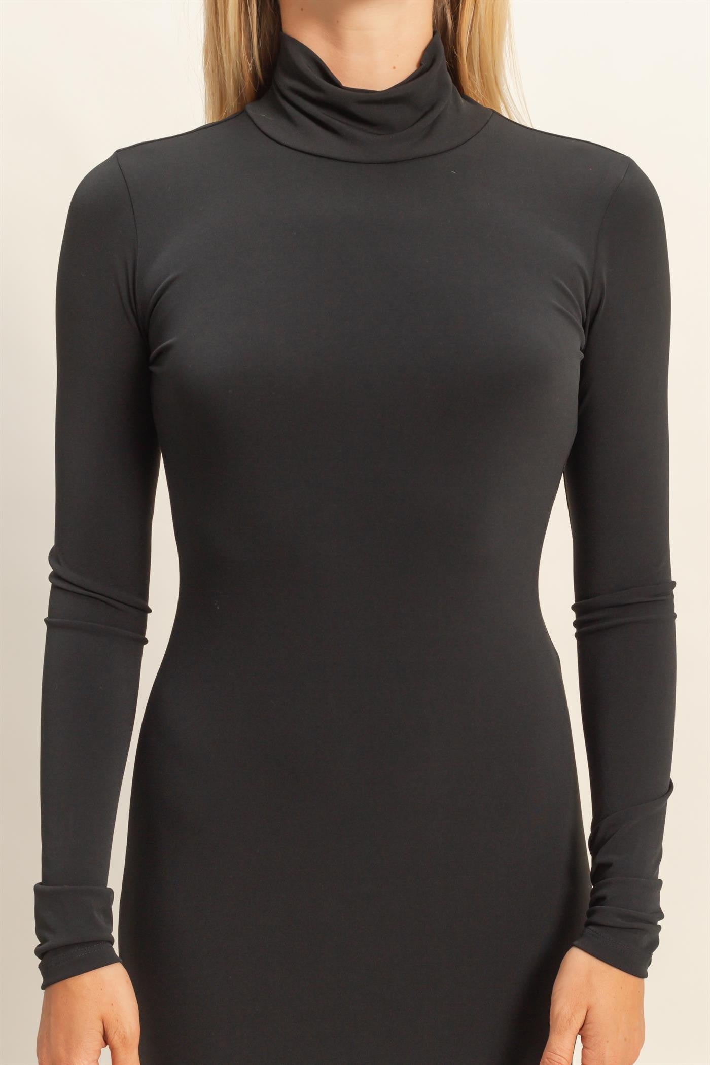 Black Turtleneck Long Sleeve Maxi Dress PinkBlush Black Turtleneck Long Sleeve Maxi Dress PinkBlush
