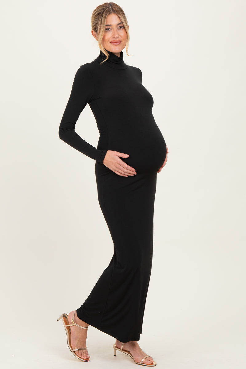 long sleeve turtleneck maternity dress Beige Turtleneck Long Sleeve Maternity Maxi Dress PinkBlush
