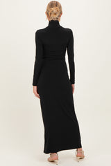 Black Turtleneck Long Sleeve Maternity Maxi Dress