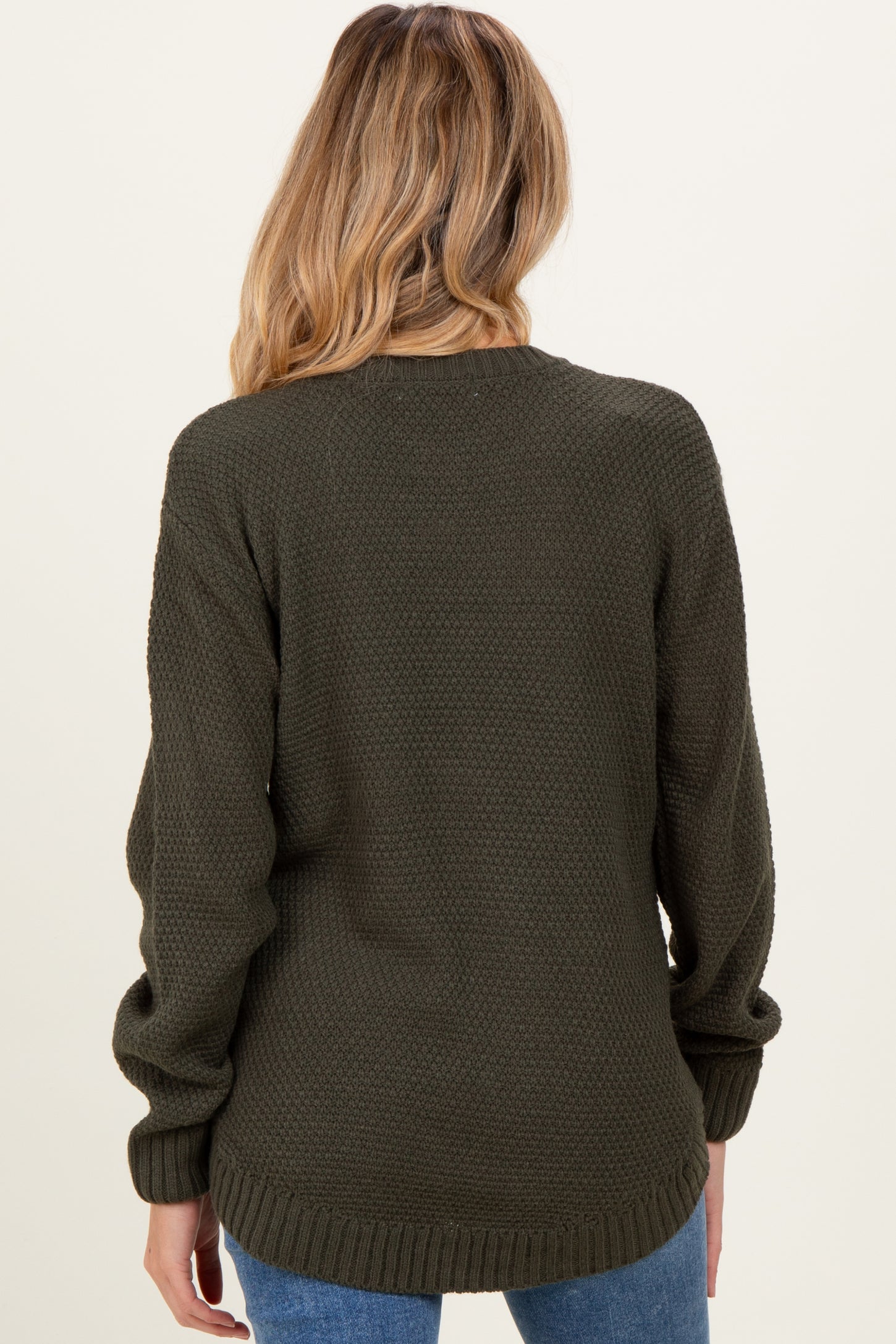 Dark Olive Knit Pullover Maternity Sweater