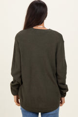 Dark Olive Knit Pullover Sweater