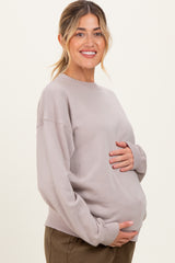 Mocha Fleece Crew Neck Relaxed Fit Maternity Sweatshirt
