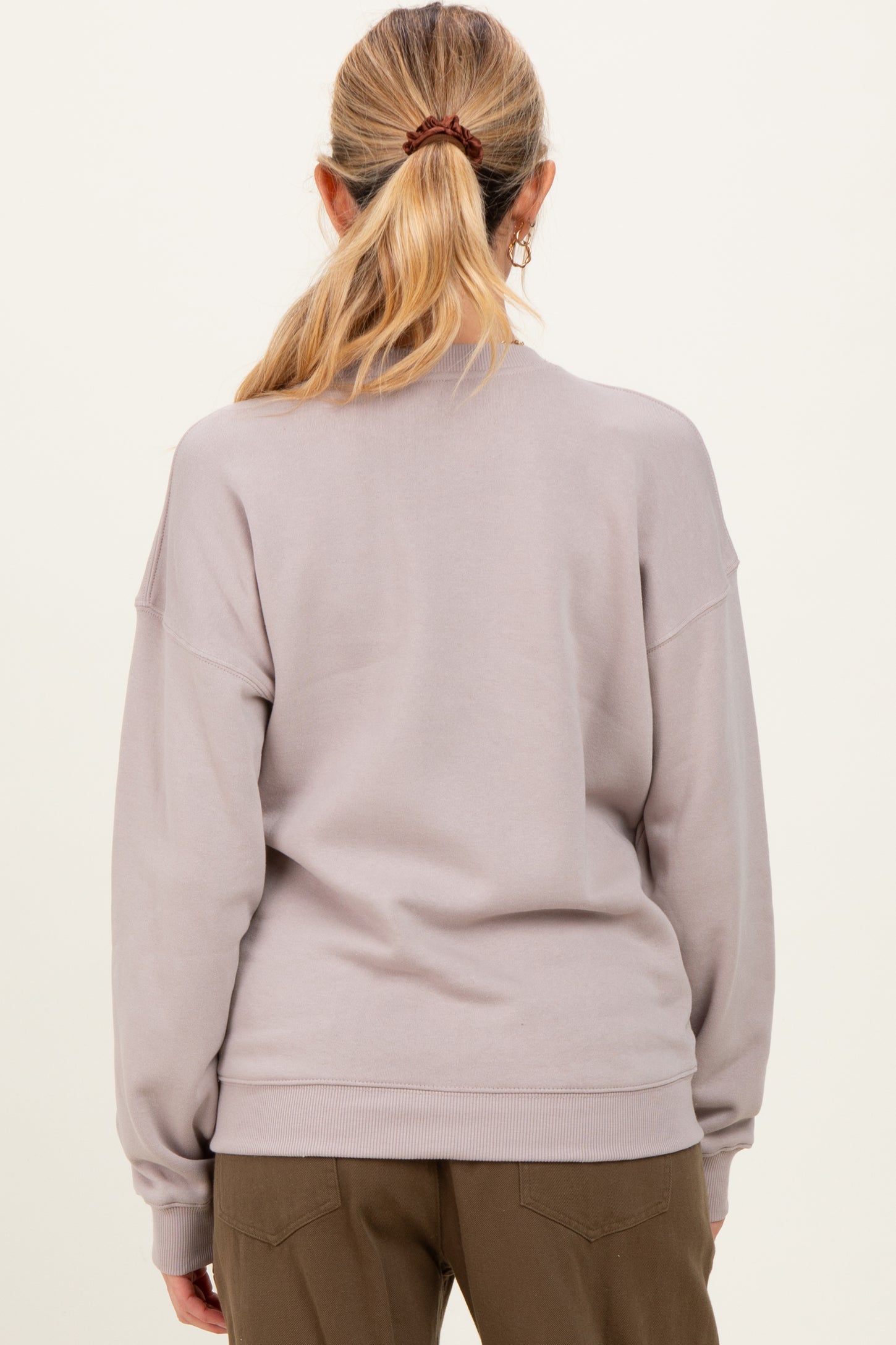 Mocha Fleece Crew Neck Relaxed Fit Maternity Sweatshirt