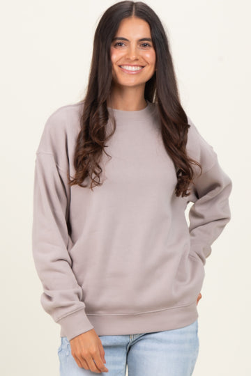 Mocha Fleece Crew Neck Relaxed Fit Sweatshirt