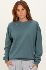 Dusty Jade Fleece Crew Neck Relaxed Fit Maternity Sweatshirt