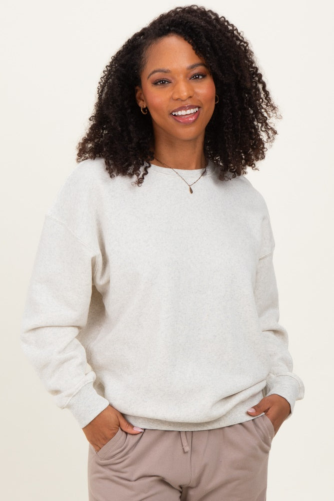 Ivory Fleece Crew Neck Relaxed Fit Maternity Sweatshirt