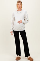 Ivory Fleece Crew Neck Relaxed Fit Maternity Sweatshirt