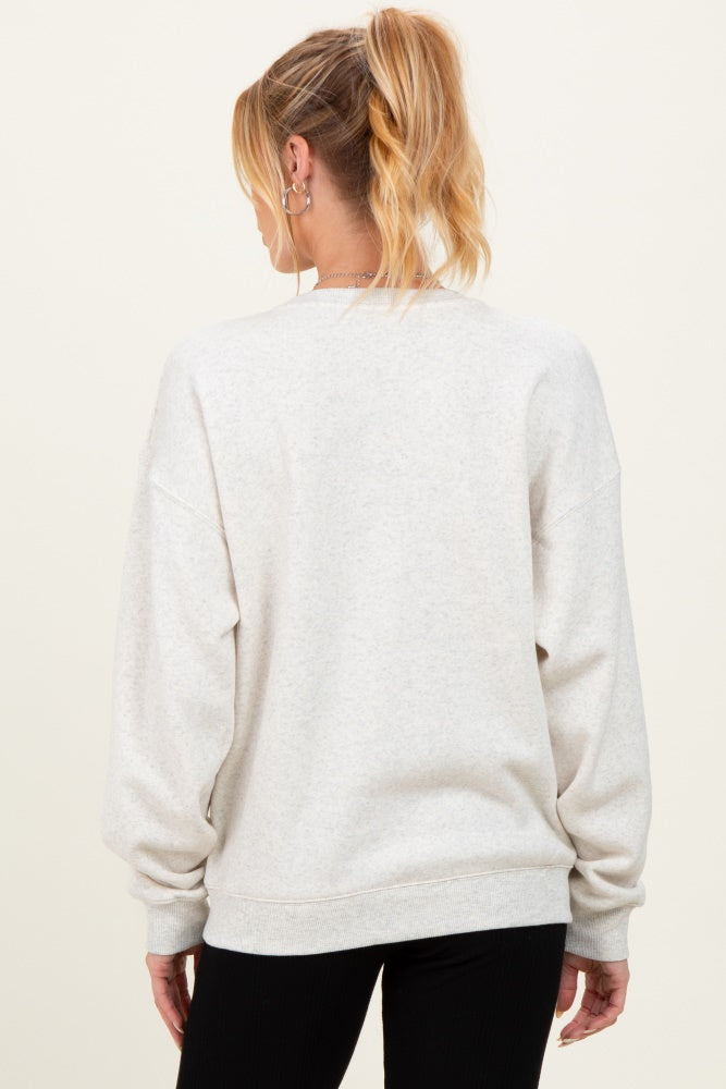 Ivory Fleece Crew Neck Relaxed Fit Maternity Sweatshirt