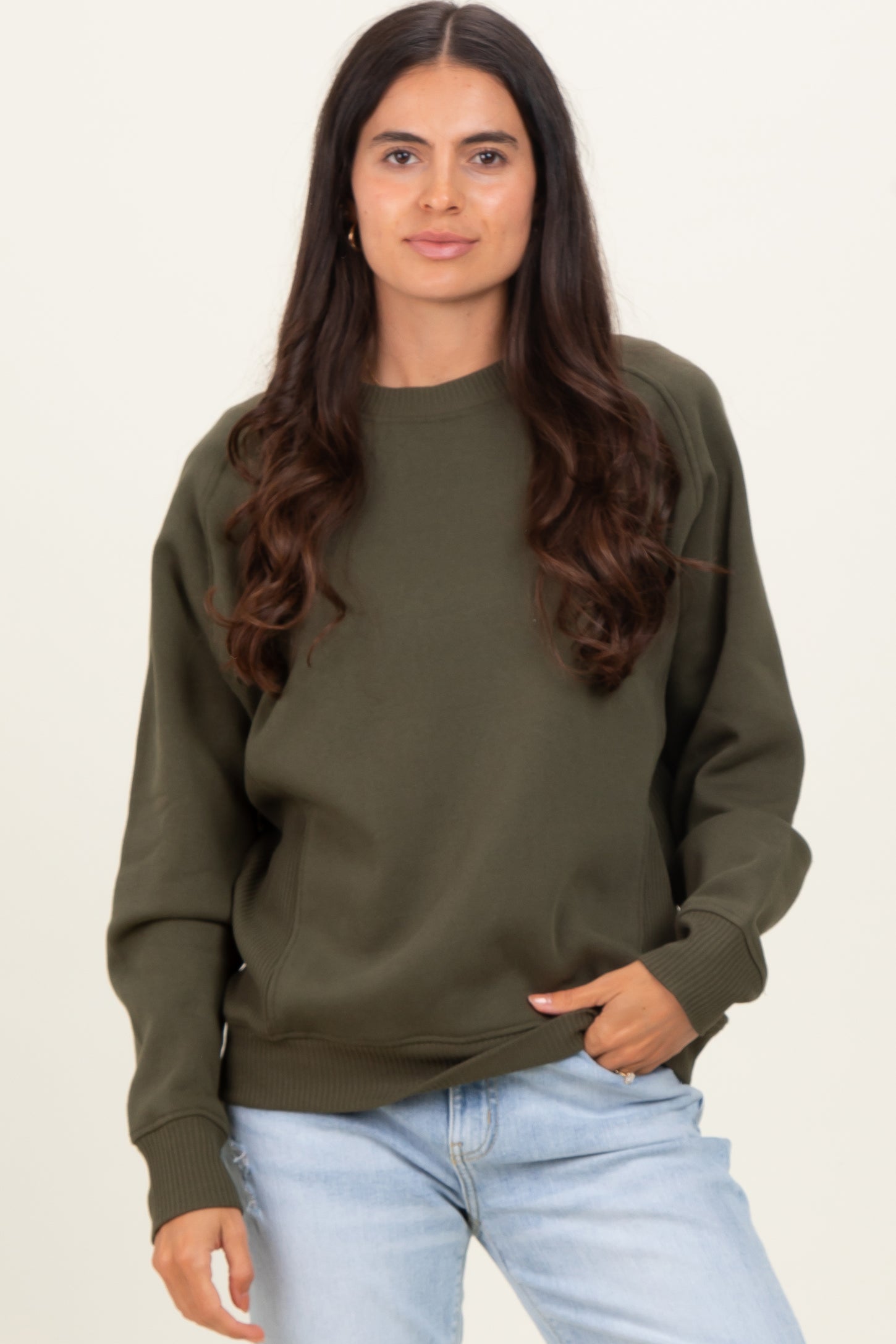 Dark Olive Fleece Sweatshirt