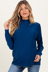 Navy Mock Neck Exposed Seam Maternity Sweater
