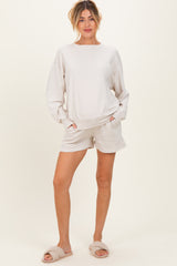 Beige Maternity Pullover & Shorts Set