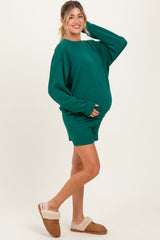 Green Maternity Pullover & Shorts Set