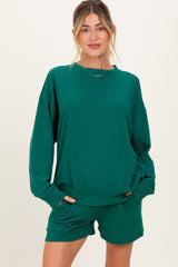 Green Maternity Pullover & Shorts Set