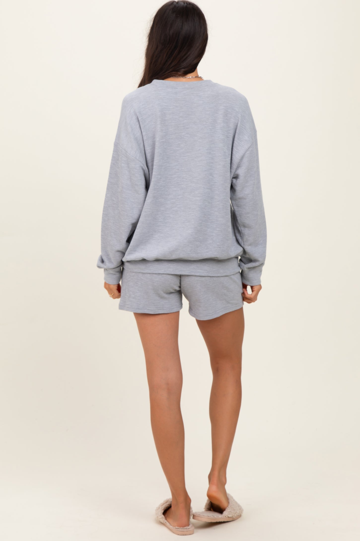 Heather Grey Pullover & Shorts Set