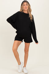 Black Maternity Pullover & Shorts Set