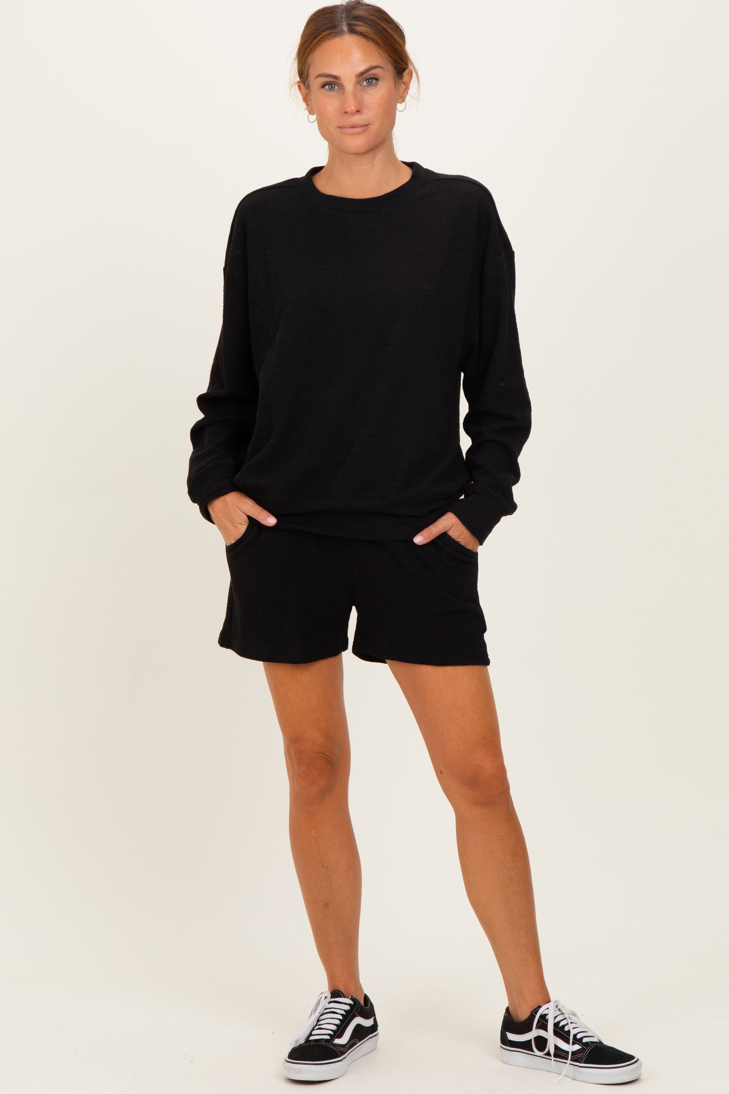 Black Pullover & Shorts Set