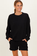 Black Maternity Pullover & Shorts Set