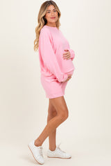 Pink Maternity Pullover & Shorts Set
