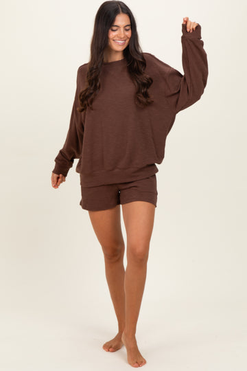 Brown Pullover & Shorts Set
