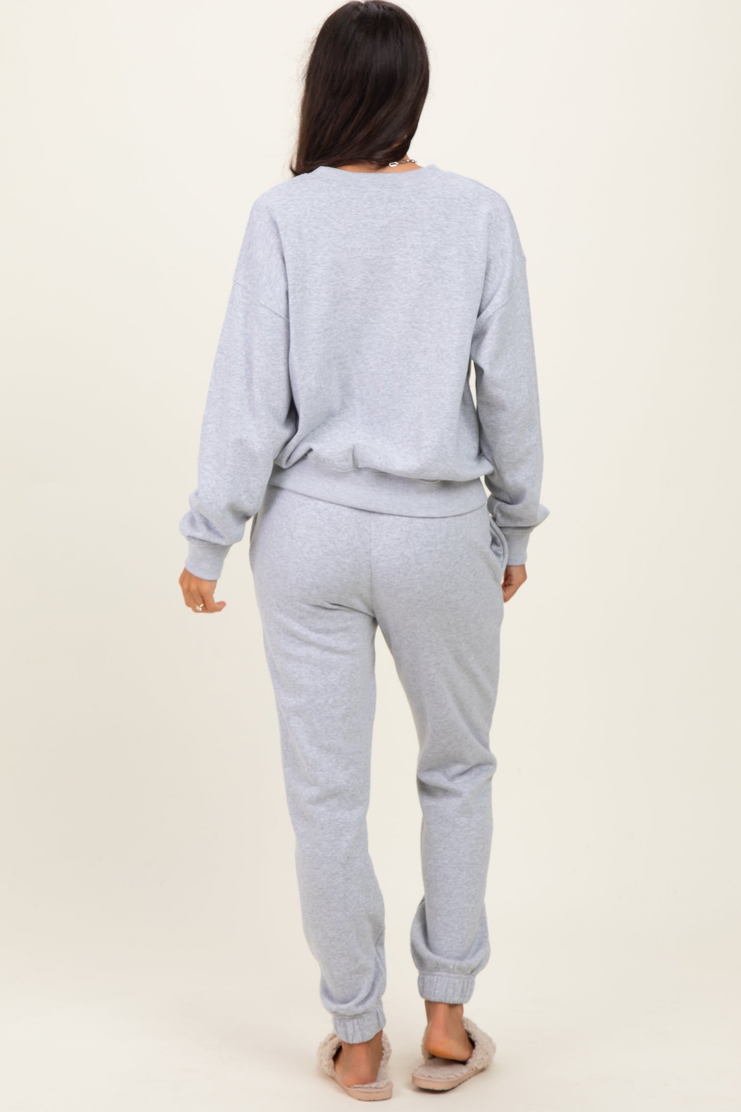 Heather Grey Fleece Long Sleeve Pullover & Jogger Set