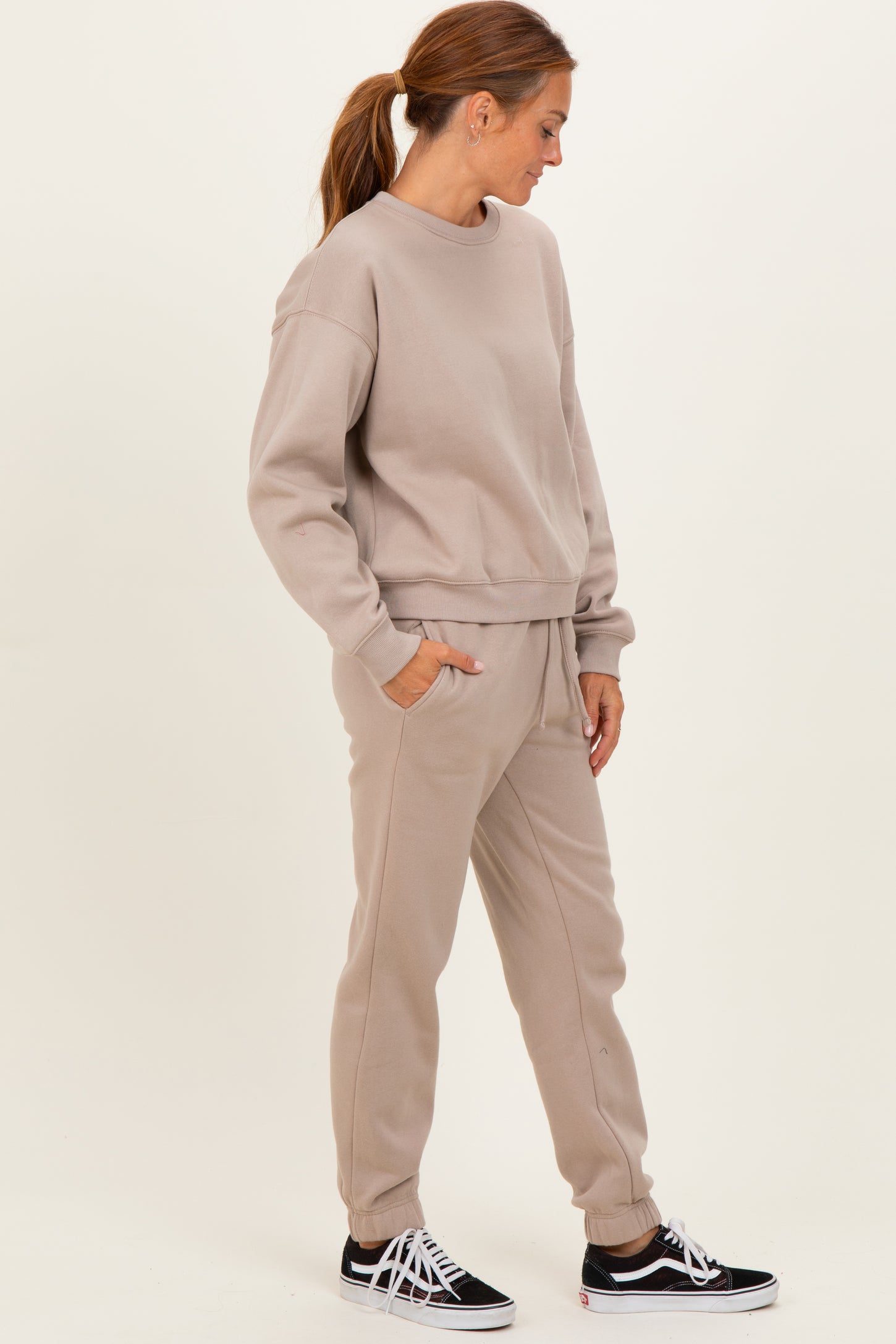 Light Mocha Fleece Long Sleeve Pullover & Jogger Set