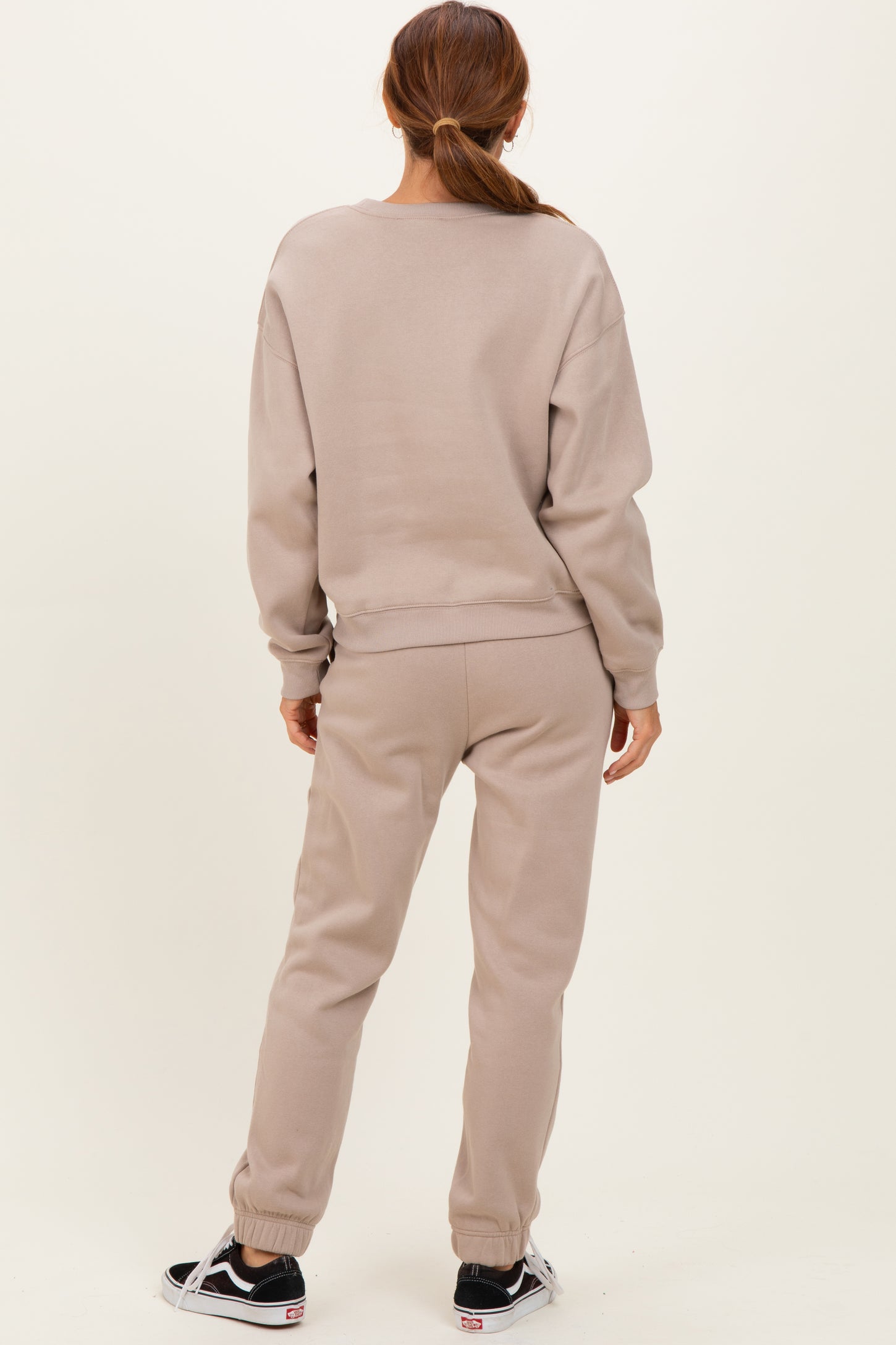 Light Mocha Fleece Long Sleeve Pullover & Jogger Set