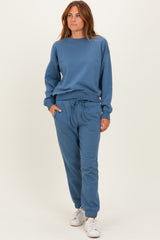 Dusty Blue Fleece Long Sleeve Pullover & Jogger Set