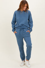 Dusty Blue Fleece Long Sleeve Pullover & Jogger Set