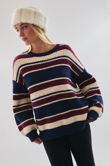 Multicolor Striped Chunky Knit Sweater