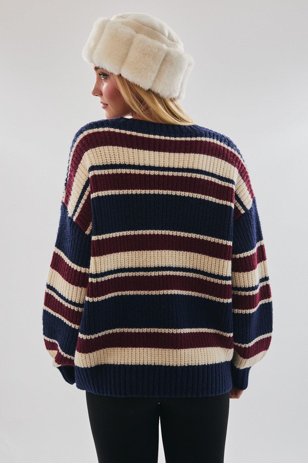 Multicolor Striped Chunky Knit Sweater