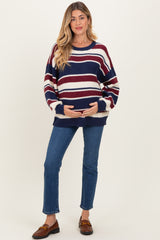 Multicolor Striped Chunky Knit Maternity Sweater