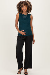 Forest Green Glitter Ruched Sleeveless Maternity Top