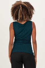 Forest Green Glitter Ruched Sleeveless Maternity Top