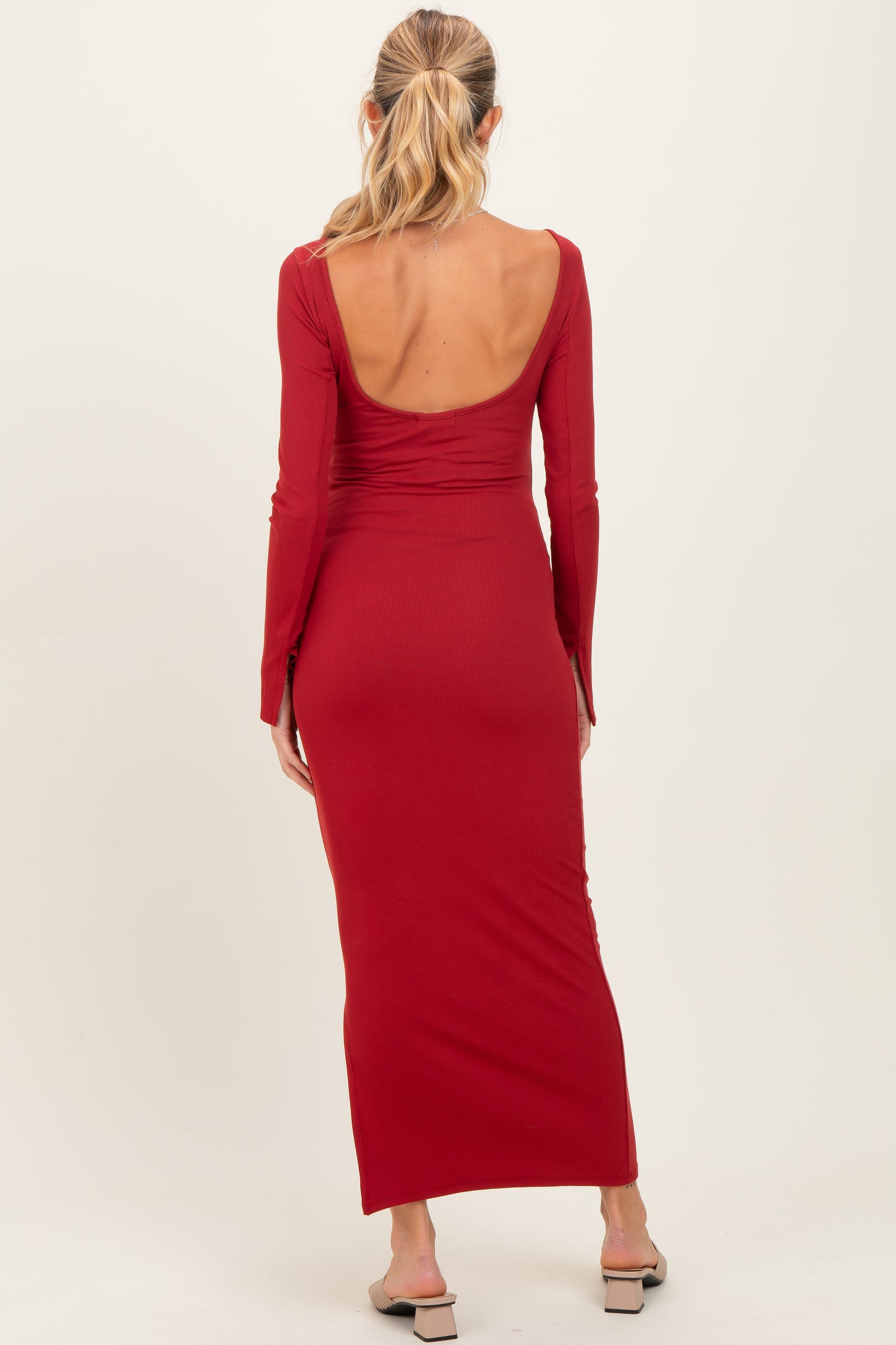 red maternity evening dress Francesca Maternity Maxi Dress Sunset Red
