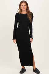 Black Scoop Back Long Sleeve Maxi Dress