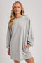 Heather Grey Bubble Sleeve Sweatshirt Mini Dress