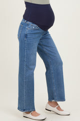 Blue Ankle Wide Leg Maternity Jeans