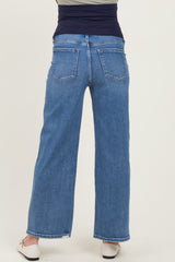 Blue Ankle Wide Leg Maternity Jeans