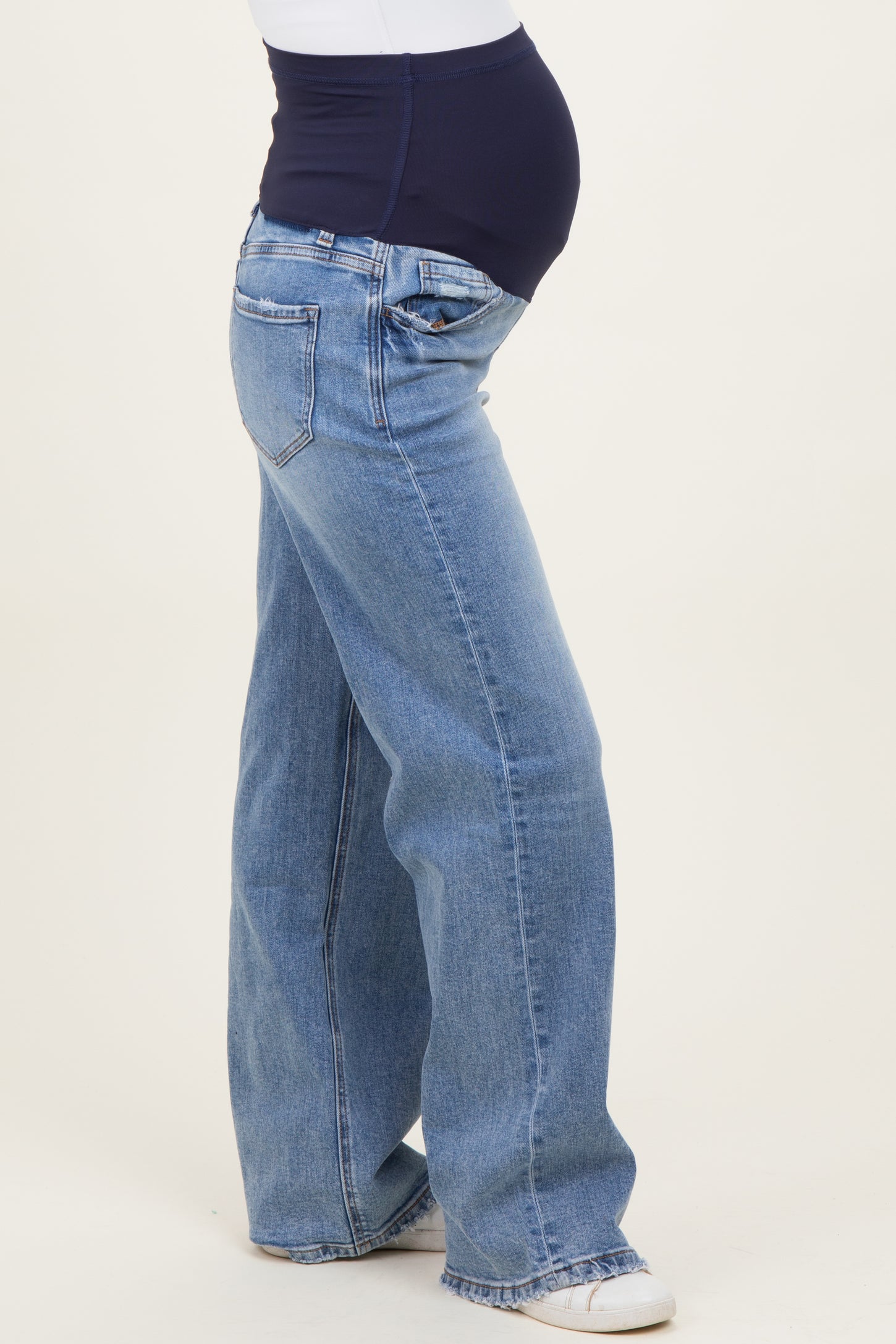 Blue Vintage Wash Wide Leg Maternity Jeans