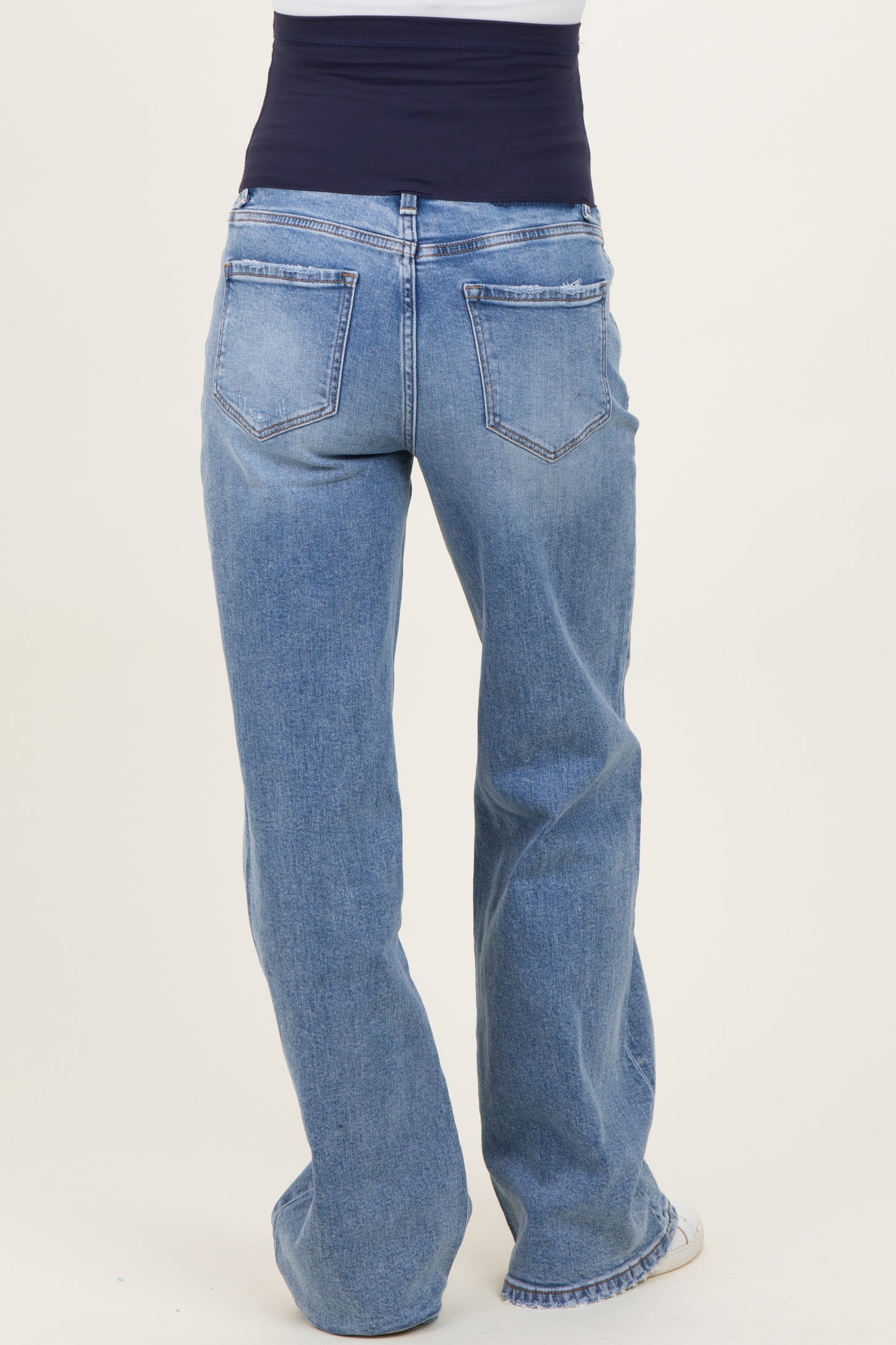 Blue Vintage Wash Wide Leg Maternity Jeans