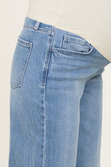 Blue Raw Hem Wide Leg Maternity Jeans
