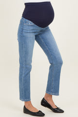 Blue Ankle Slim Straight Leg Maternity Jeans