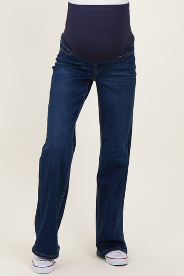 Navy Dark Wash Maternity Flare Jeans
