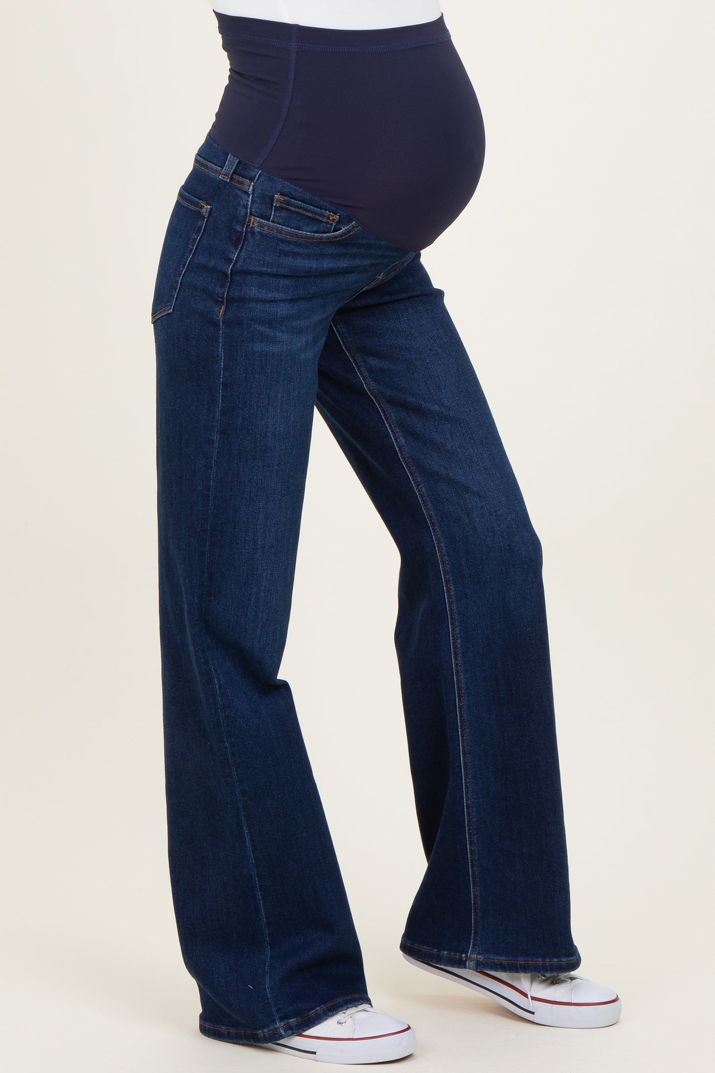 Navy Dark Wash Maternity Flare Jeans