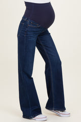 Navy Dark Wash Maternity Flare Jeans