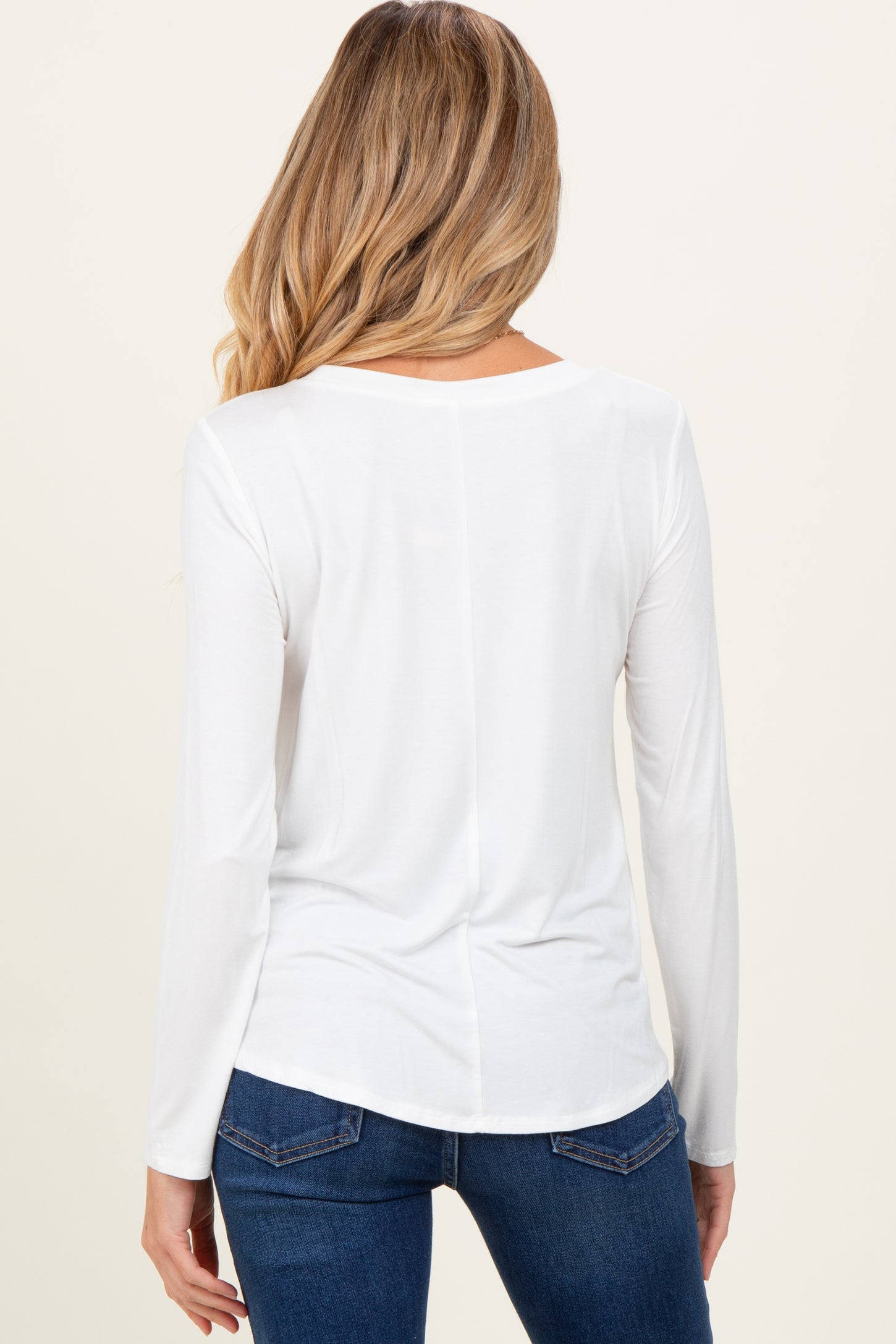 Ivory Flowy Round Hem Maternity Long Sleeve Top