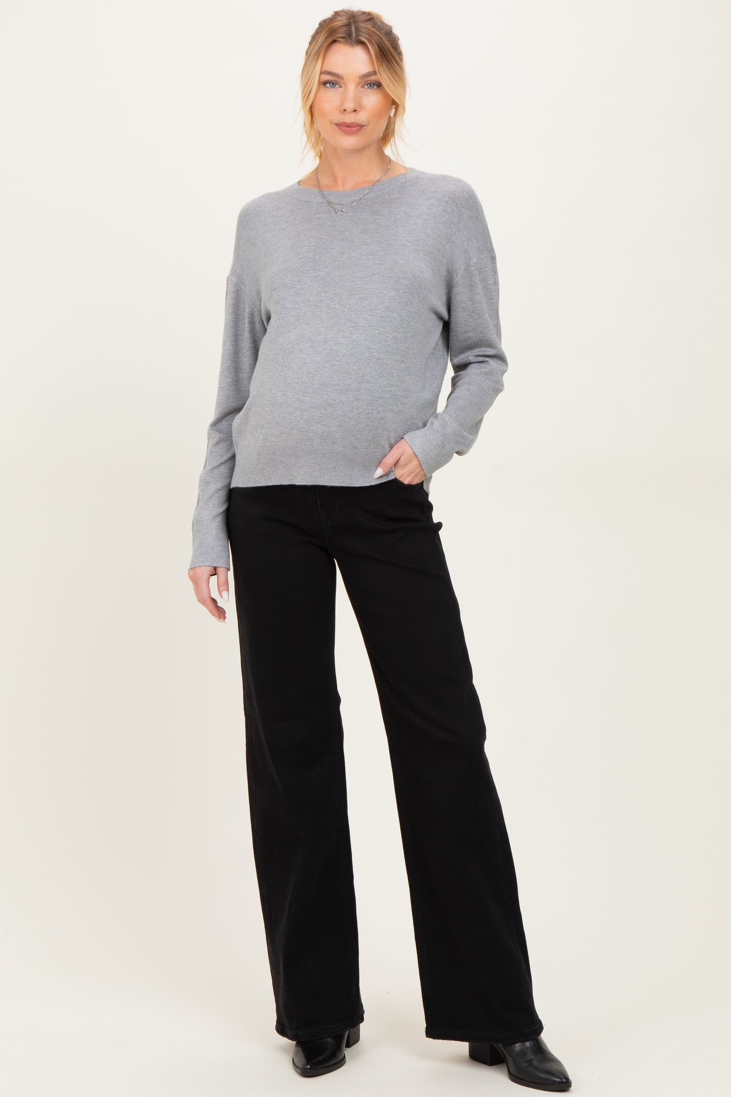 Black Classic Wide Leg Maternity Jeans