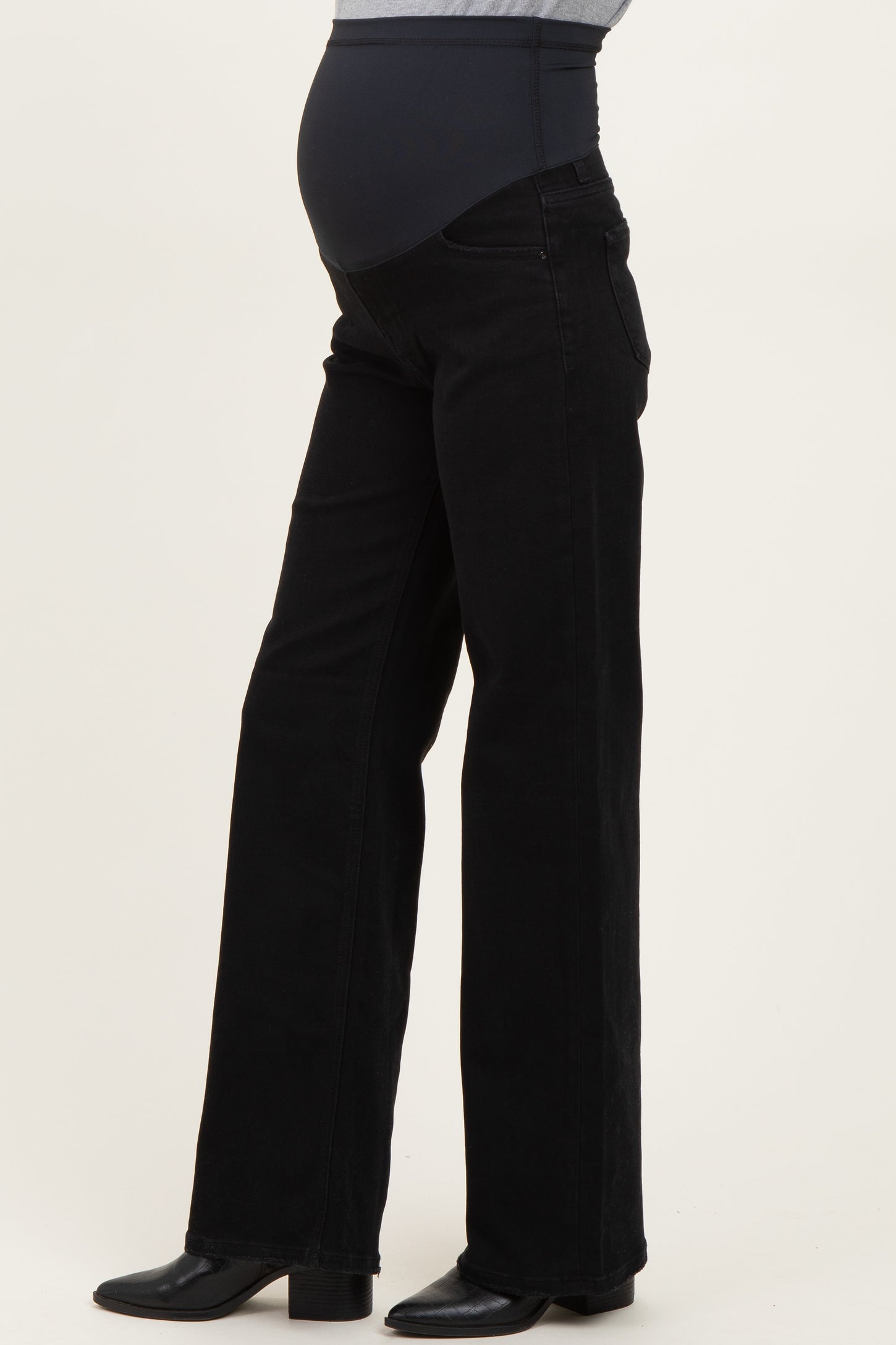 Black Classic Wide Leg Maternity Jeans