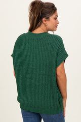 Green Short Sleeve Round Neck Maternity Sweater