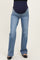 Blue Wide Hem Straight Leg Maternity Jeans